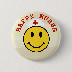 Knappen Cute Gult Lycklig Ansikte Nurse Pinback Knapp