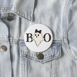 Knappen Cute Halloween - "Boo" Ghost med Bow Knapp