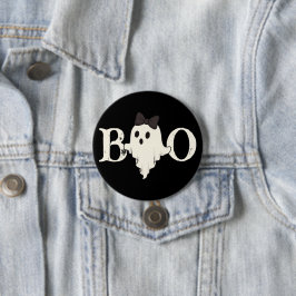 Knappen Cute Halloween - "Boo" Ghost med Bow Knapp