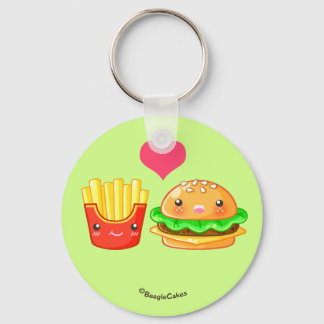 Knappen Cute Hamburger & Fries Keychain Nyckelring