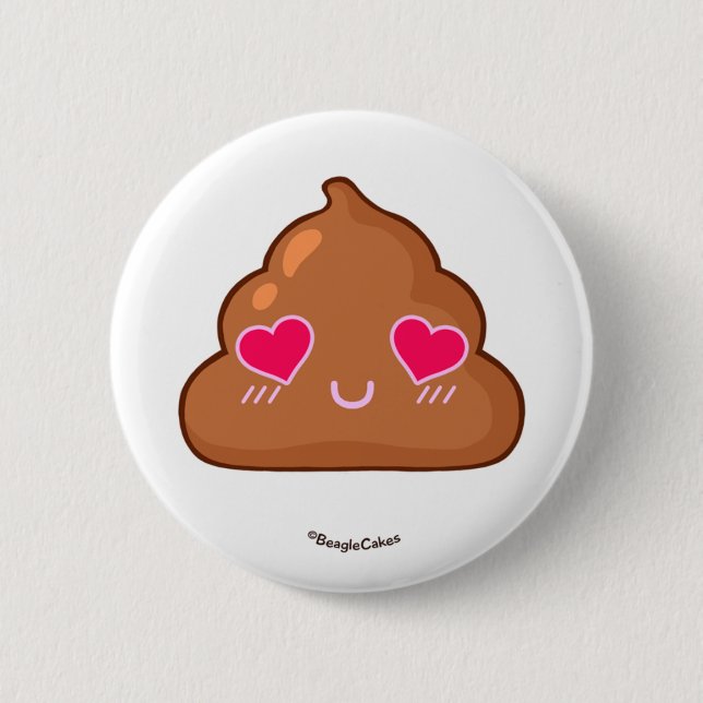 Knappen Cute Heartsy Ögon Poop Pinback Knapp (Framsida)