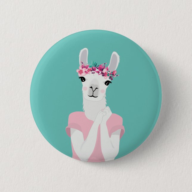 Knappen Cute Llama Badge Pin Knapp (Framsida)