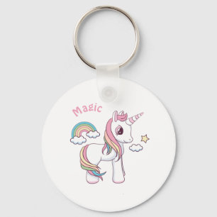 Knappen Cute Magic Unicorn Nyckelring