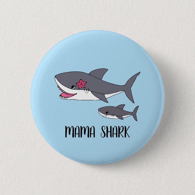 Knappen Cute Mamma Shark och Baby Shark Knapp (Framsida)