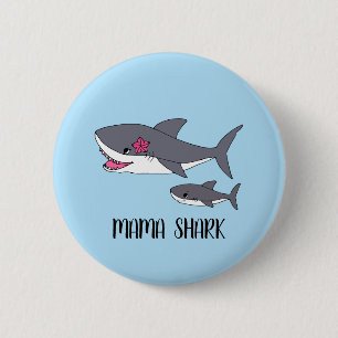 Knappen Cute Mamma Shark och Baby Shark Knapp