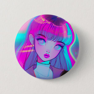 Knappen Cute Neon Anime Girl Knapp