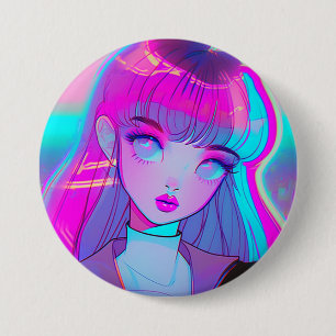 Knappen Cute Neon Anime Girl Knapp