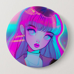 Knappen Cute Neon Anime Girl Knapp