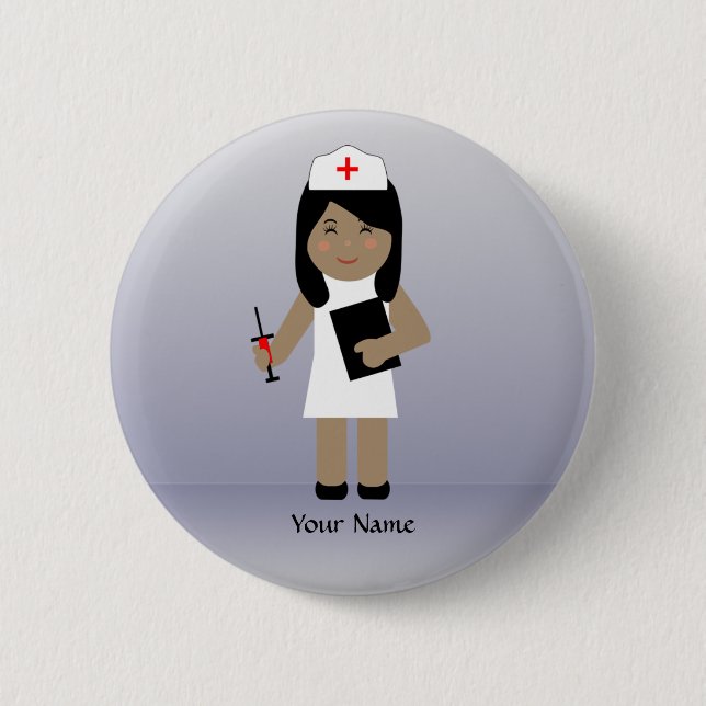 Knappen Cute Nurse 1 Anpassningsbar Knapp (Framsida)
