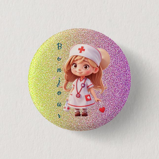 Knappen Cute Nurse Bonjour Badge Knapp (Framsida)