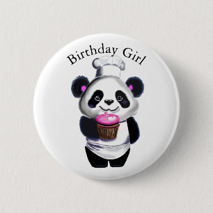 Knappen Cute Panda Bear Birthday Girl Knapp