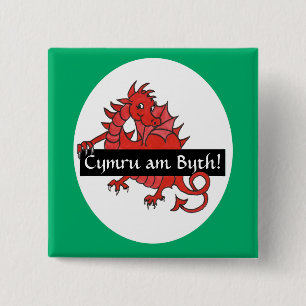 Knappen Cute Red Dragon Square för att anpassa Knapp