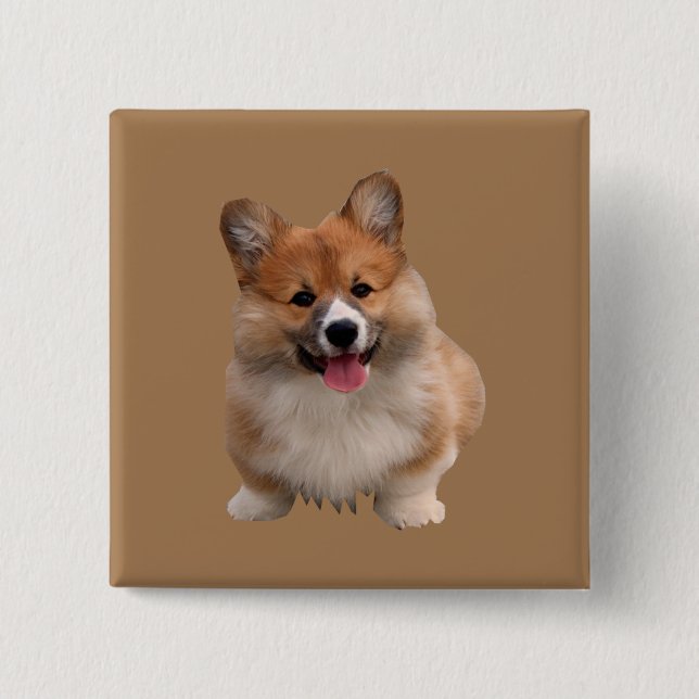 Knappen Cute Tan Welsh Corgi Square Knapp (Framsida)