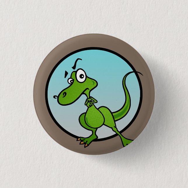 KNAPPEN CUTE TECKNAD DINOSAUR ROUND KNAPP (Framsida)