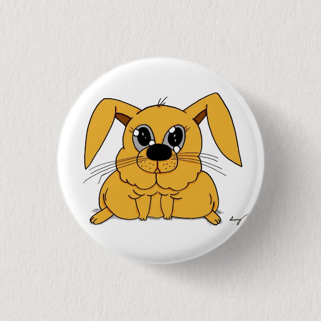 Knappen Cute Tjock Bunny Round Knapp (Framsida)
