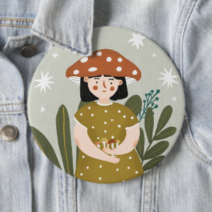 Knappen Cute Watercolor Mushroom Knapp