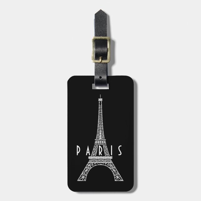 Knappen Cute white Frankrike Paris Eiffel torn Bagagebricka (Vertikal Framsida)