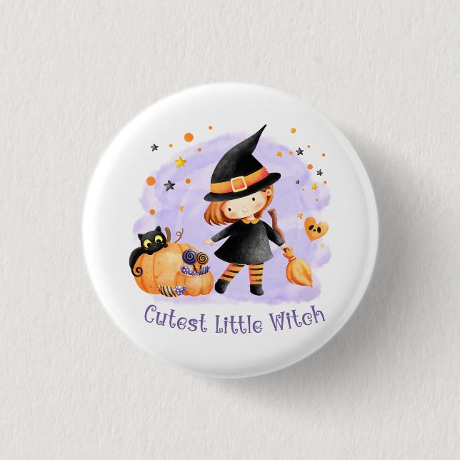 Knappen Cutest Little Witch Halloween Knapp (Framsida)