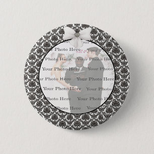 Knappen Damask Elegance Bröllop Round Knapp