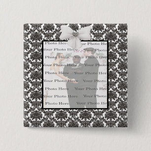 Knappen Damask Elegance Bröllop Square Knapp