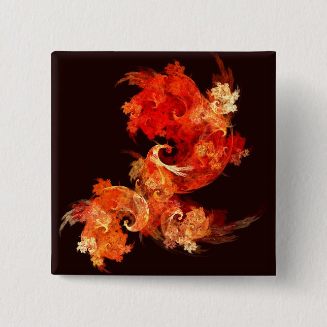 Knappen Dancing Firebird Abstrakt Art (fyrkantig) Knapp (Framsida)