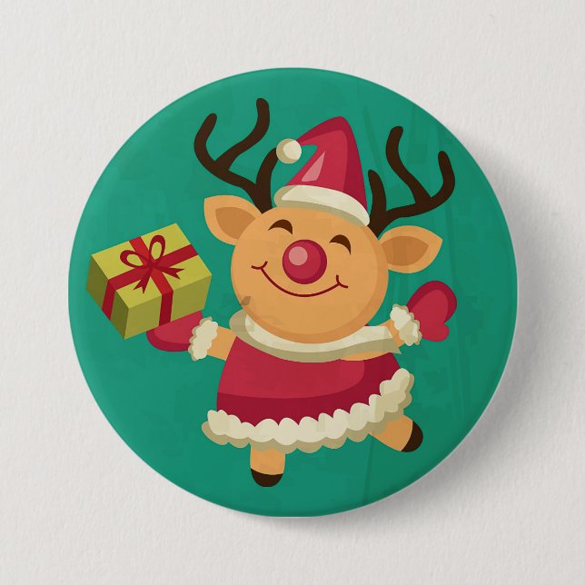 Knappen Dancing Reindeer Knapp (Framsida)