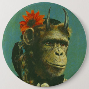 Knappen Demon Badge för vintage-skräckens apa Knapp