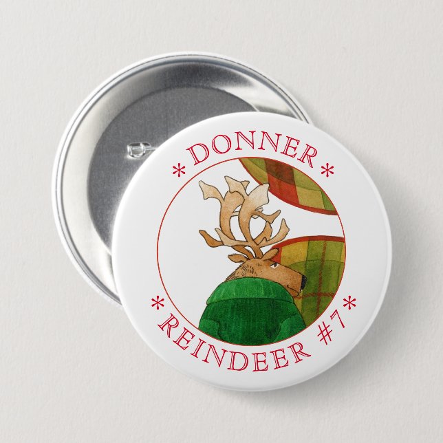 Knappen DONNER REINDEER Round Pin Knapp (Framsida & baksida)