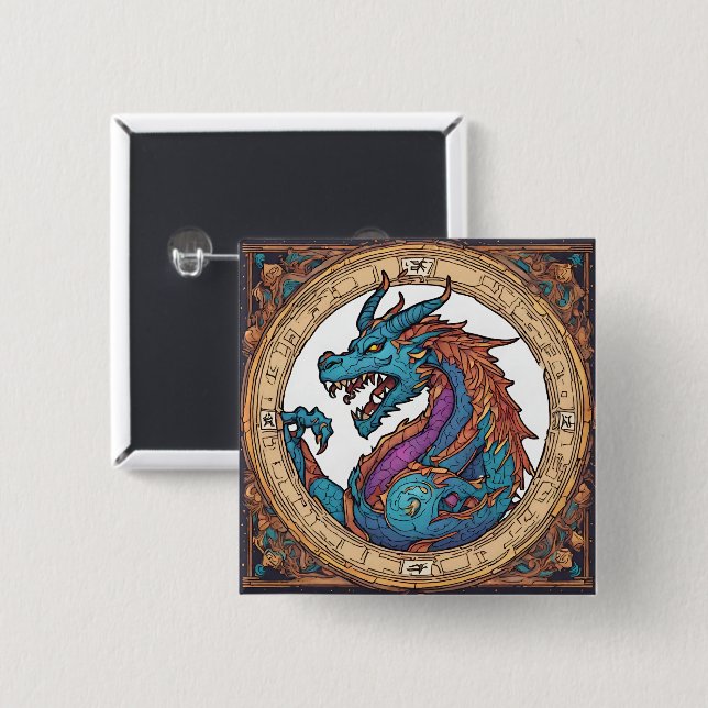 Knappen Dragon Knapp (Framsida & baksida)