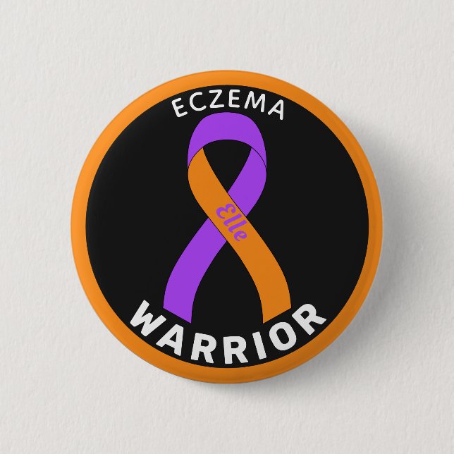 Knappen Eczema Warrior Ribbon Black Knapp (Framsida)