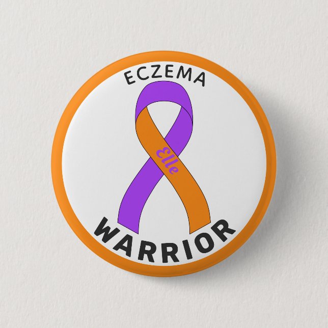 Knappen Eczema Warrior Ribbon White Knapp (Framsida)