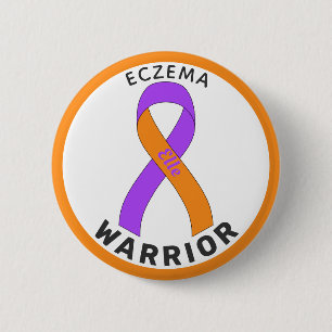 Knappen Eczema Warrior Ribbon White Knapp
