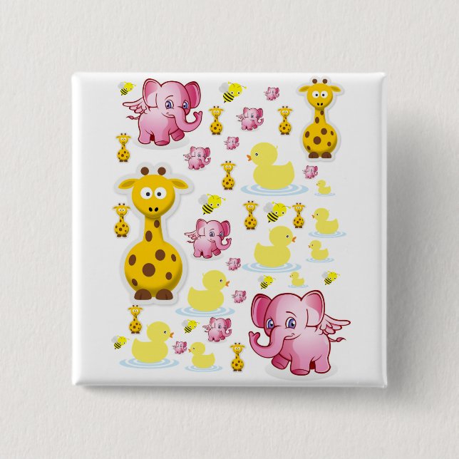 Knappen Elephants Square Knapp (Framsida)