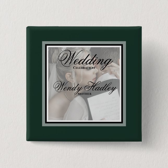Knappen Emerald grönt anpassade bröllop namn Knapp (Framsida)