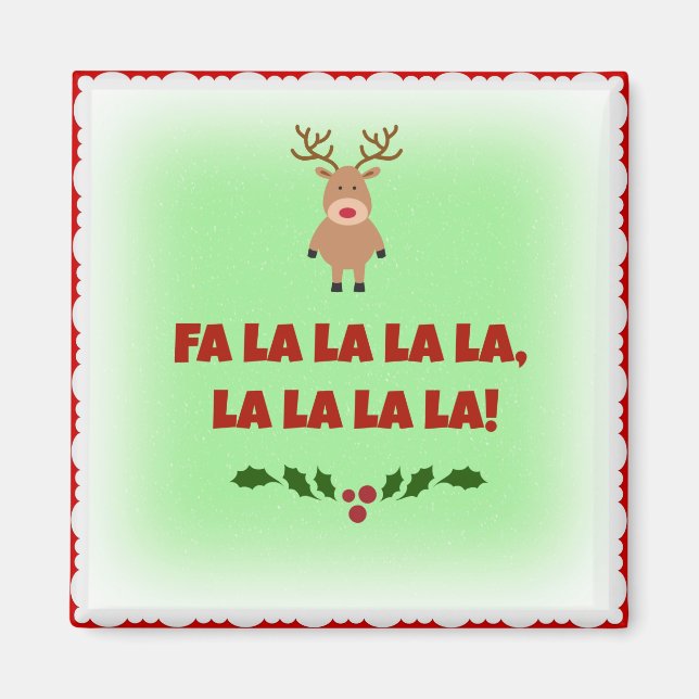 Knappen Fa La La La Julens Square Magnet (Framsidan)