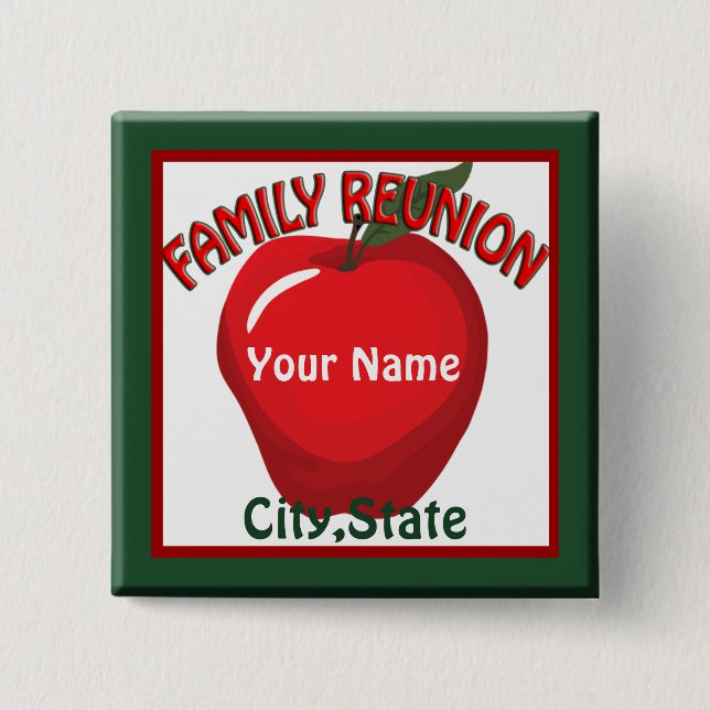 Knappen Family Reunion Apple Namn bricka Knapp (Framsida)