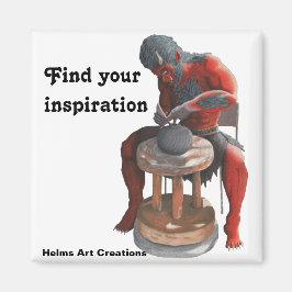 Knappen Fantasy för Ogre Spinning Pottery Wheel-Fa Magnet