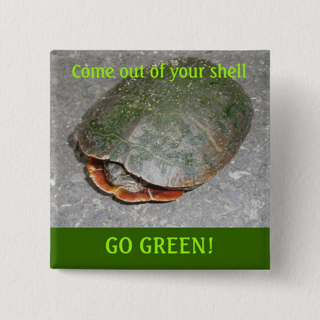 Knappen Färgat Turtle GO GREEN Knapp (Framsida)