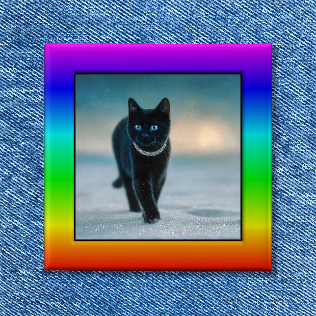 Knappen Färgregat Foton Ram Knapp (Colorful Rainbow Photo Frame Button)