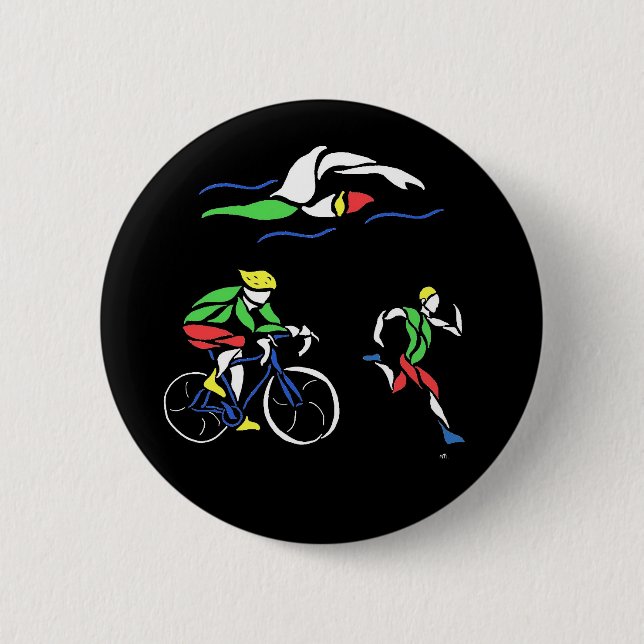 Knappen Fäst färgfull triathlon Design Pinback Knapp (Framsida)