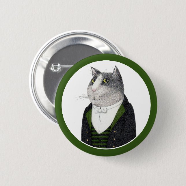 Knappen FAST KATT Rund Fäst Knapp (Framsida & baksida)