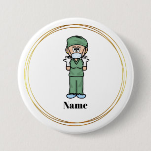 Knappen Female Surgeon i Scrubs Namn Knapp