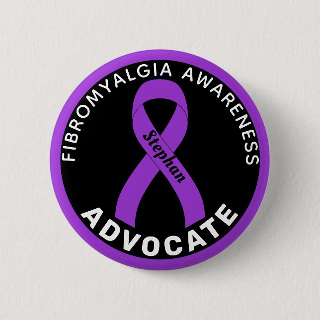 Knappen Fibromyalgia Awareness Ribbon Black Knapp (Framsida)