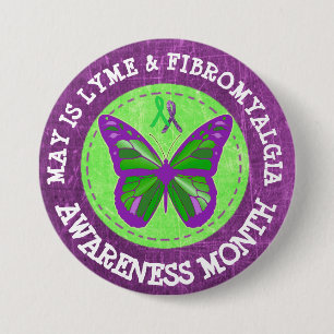 Knappen "Fibromyalgia & Lyme Awareness Month Ribbo Knapp