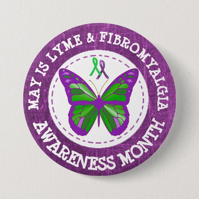 Knappen "Fibromyalgia & Lyme Awareness Month Ribbo Knapp (Framsida)