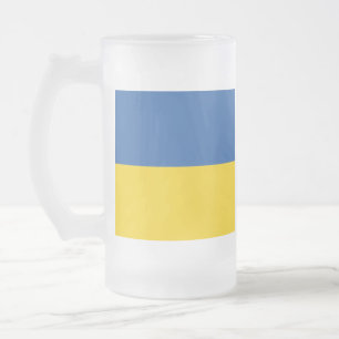 Knappen flagga i Ukraina Frostat Ölglas