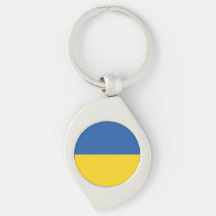 Knappen flagga i Ukraina Swirl Silverfärgad Nyckelring