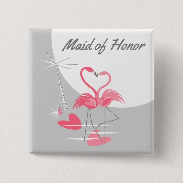 Knappen Flamingo Kärlek Large Måne Maid of honor Knapp (Framsida)