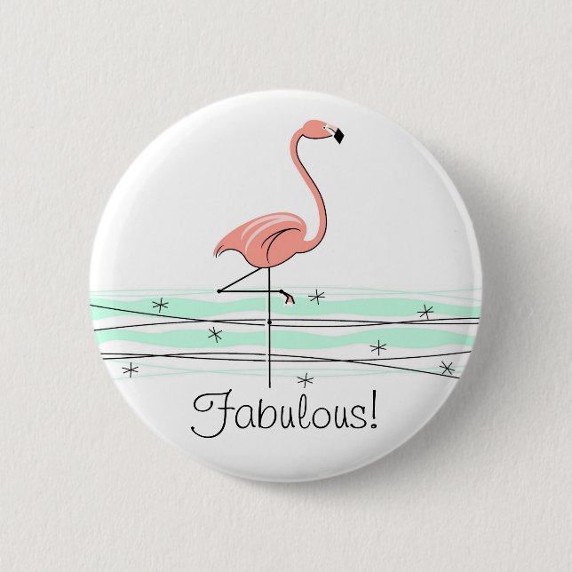 Knappen Flamingo Ocean 'Fabulous!'! Knapp (Framsida)