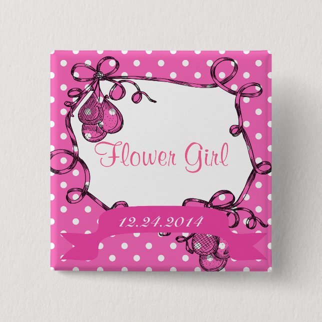 Knappen Flower Girl bröllop. Knapp (Framsida)